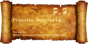 Preszler Henrietta névjegykártya