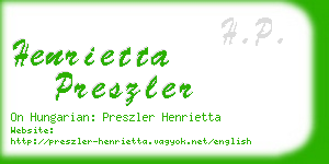 henrietta preszler business card